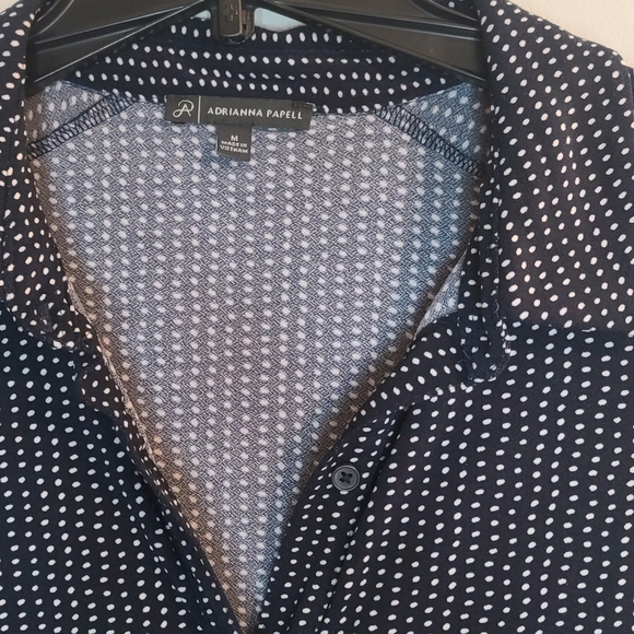 Adrianna Papell Navy and White Polka Dot Blouse - Picture 3 of 8